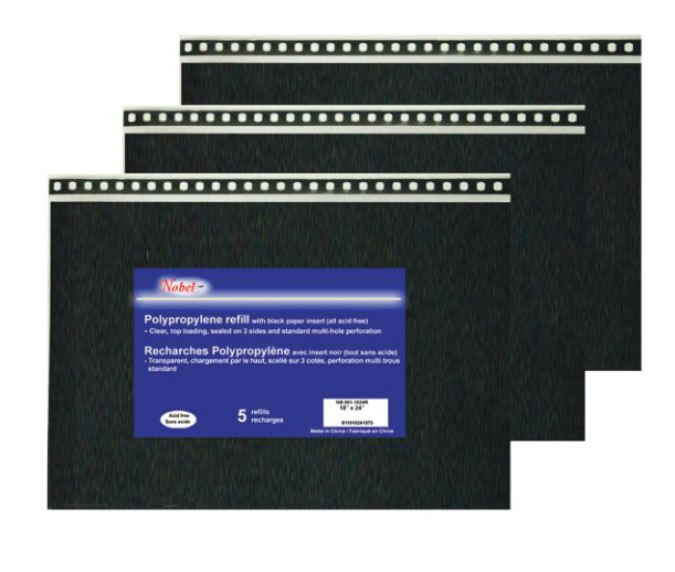 Clear Polypropylene Sleeve Refill For Presentation Portfolio With Black Paper