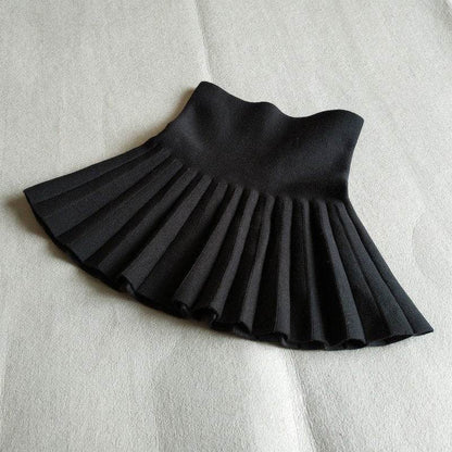 Girls Autumn Clothing Knitted Skirt High Waist Pleated Mini Skirt