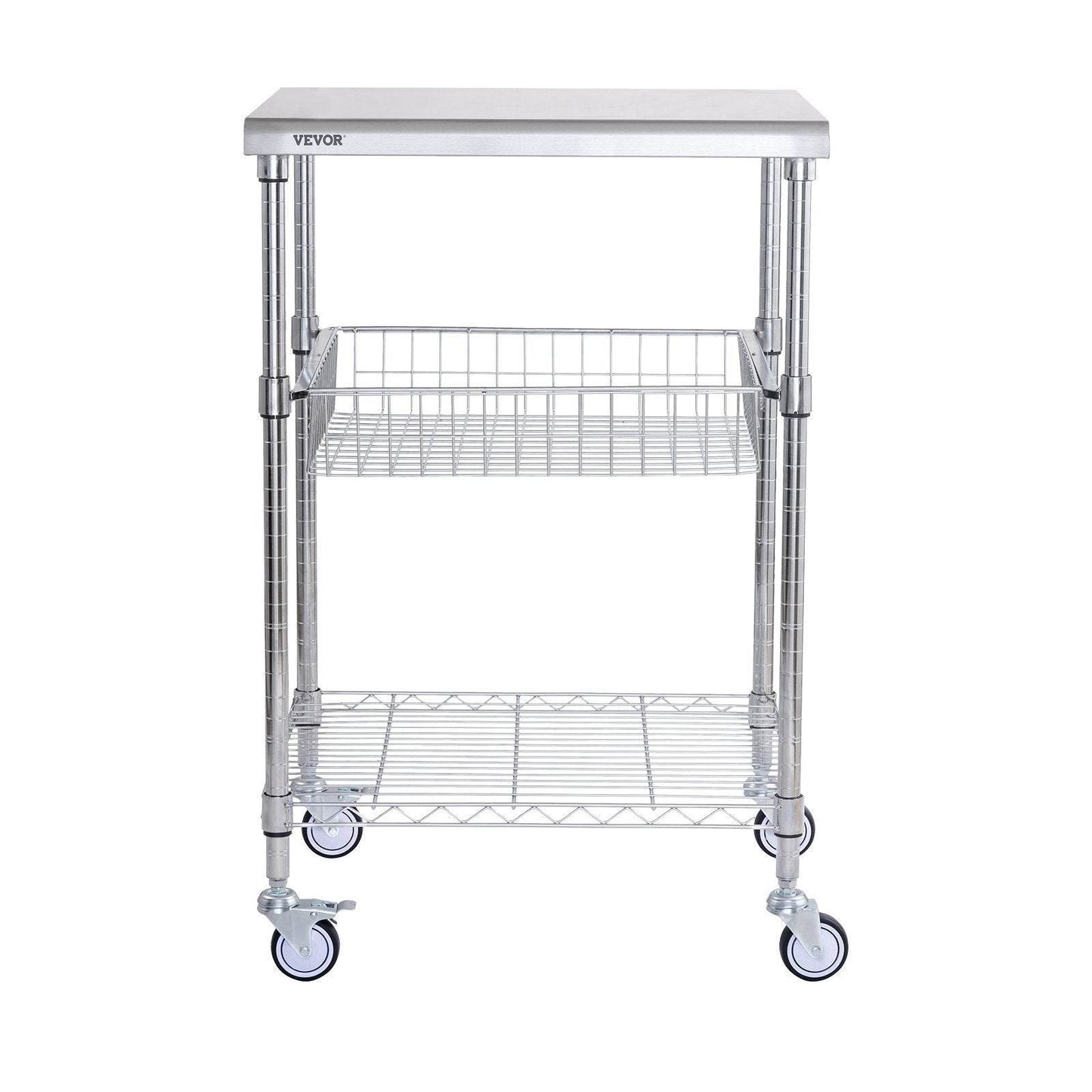 VEVOR 3-Tier Workbench Utility Cart for Kitchen Office