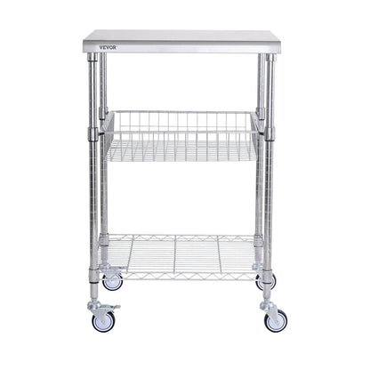 VEVOR 3-Tier Workbench Utility Cart for Kitchen Office