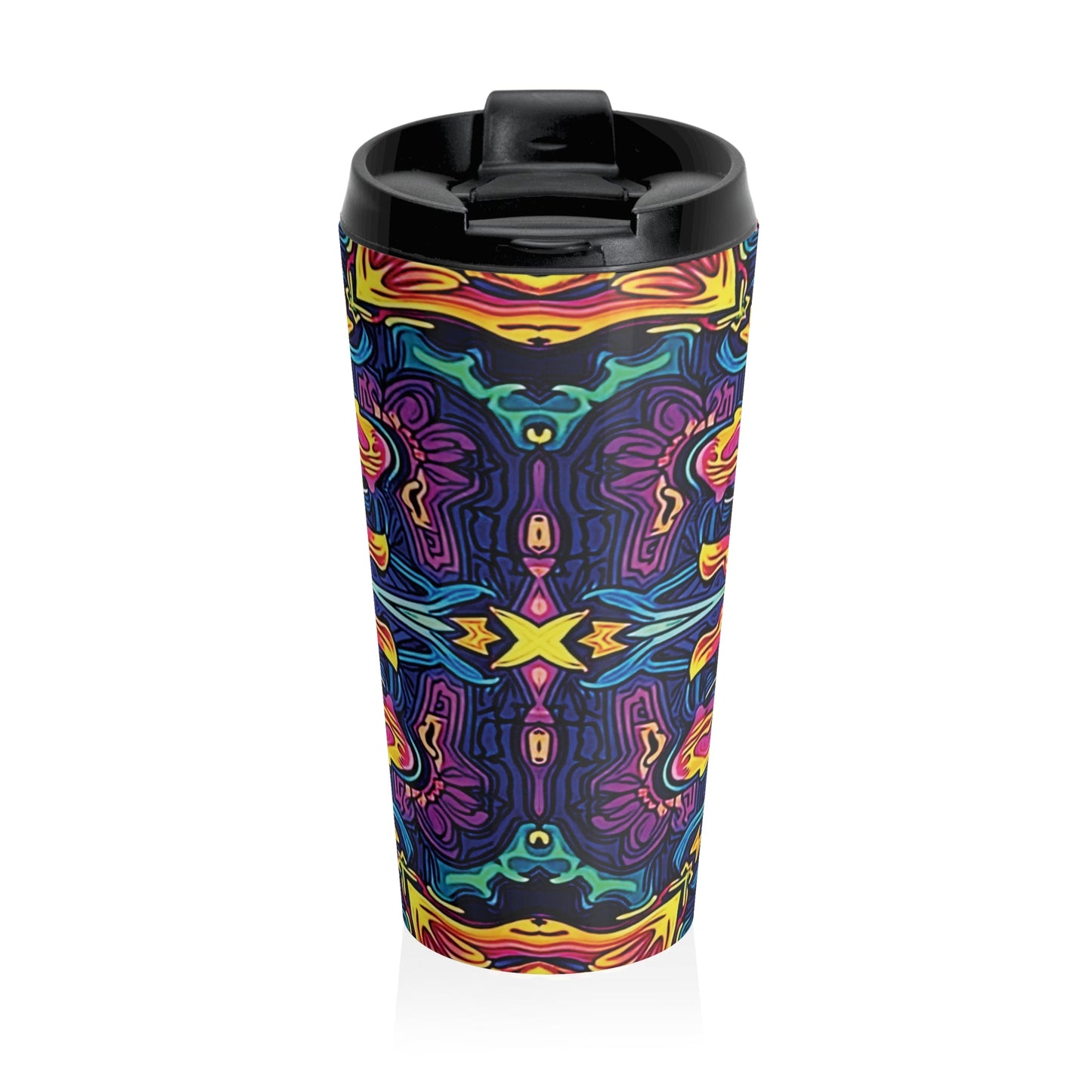Kaleidoscope Neon Mandala Stainless Steel Travel Mug