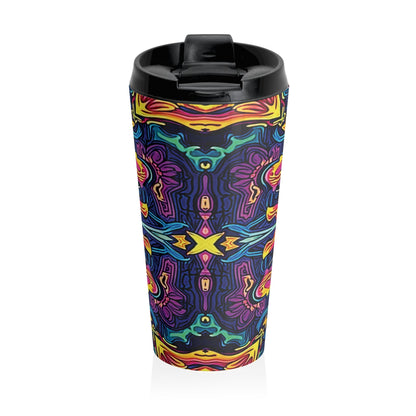 Kaleidoscope Neon Mandala Stainless Steel Travel Mug