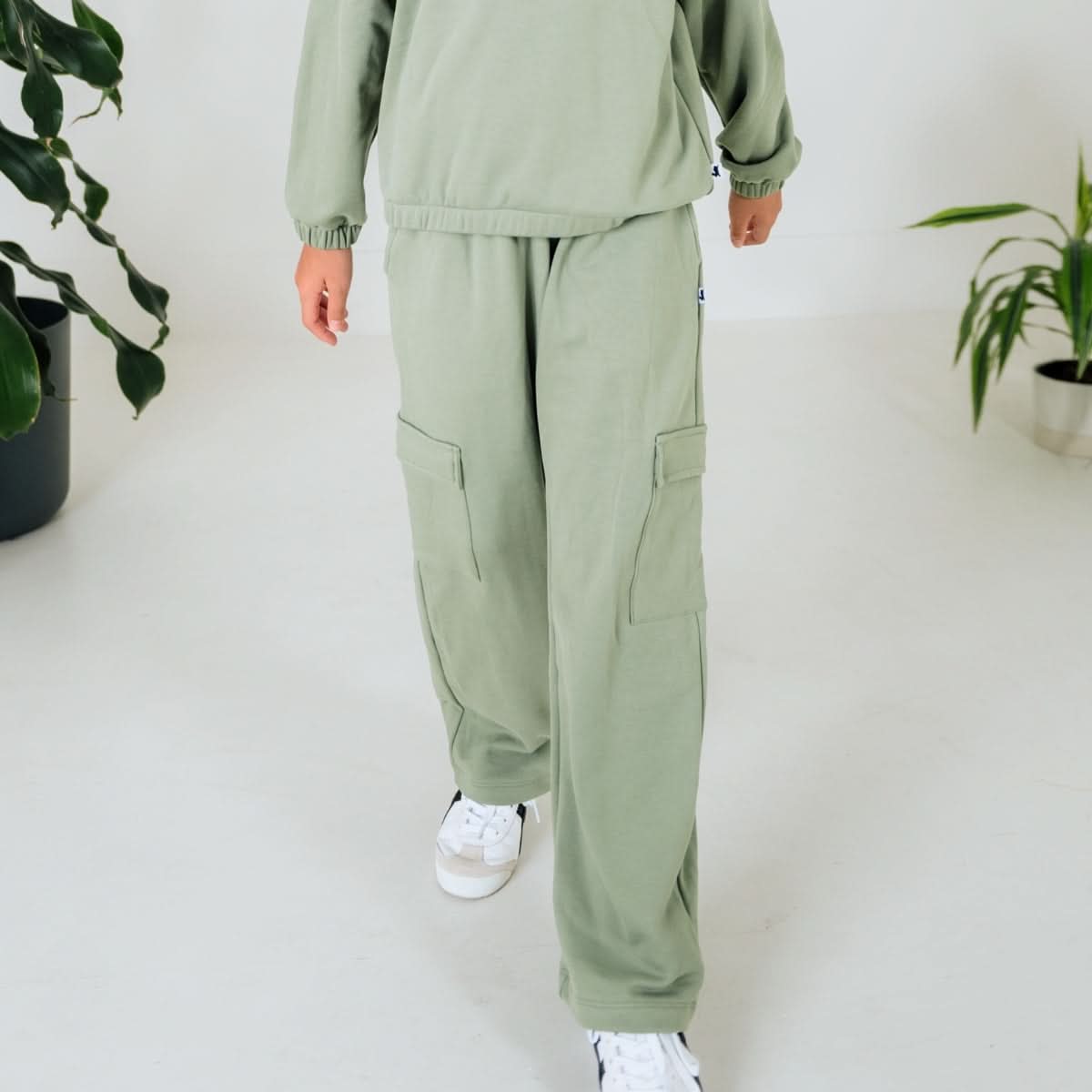 Youth Bamboo Fleece Cargo Pants | Sage
