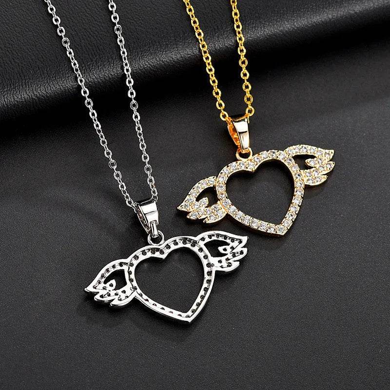 Femmes Mode Ange amour pendentif Collier Or Argent