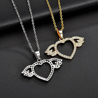 Femmes Mode Ange amour pendentif Collier Or Argent