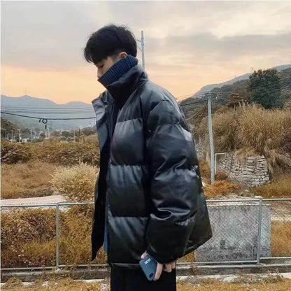Winter Men's Down Cotton-padded Winter Coat Thick Black Puffer Jacket