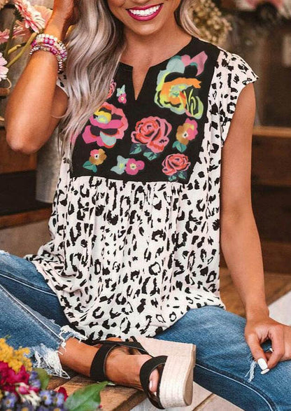 Women Casual Spring Summer Beach V Neck blouse top