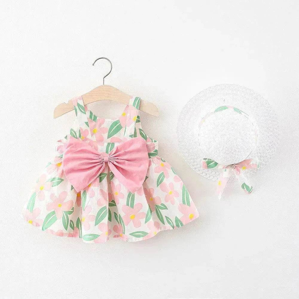 Casual Newborn Baby girl Printed Bow Princess Dress