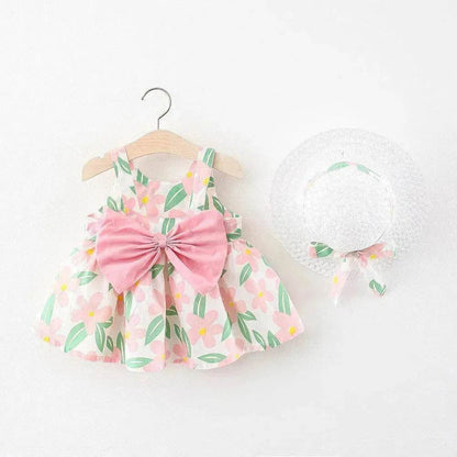 Casual Newborn Baby girl Printed Bow Princess Dress