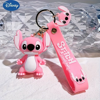 1pc Disney Lilo & Stitch Keychain, 3D Cartoon Character Charm, Ideal For Backpack, Car Keys Bag Charms, Birthday Party Favors