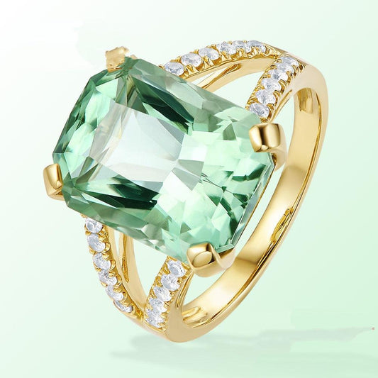Bague de fiançailles Zhen Rong en mosaïque de tourmaline verte