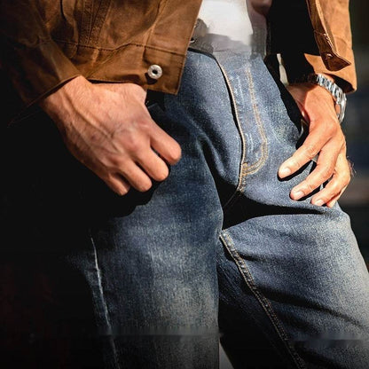 Denim Cotton Men's Vintage Denim Washed Straight Jeans pant