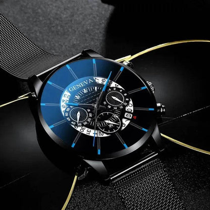Montre calendrier en maille alliage