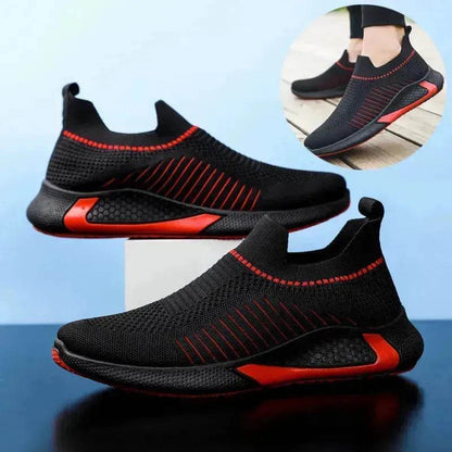 Chaussures Chaussettes en Maille Tendance avec Motif Rayé pour Homme, Baskets Respirantes à Enfiler, Chaussures de Course Légères Décontractées