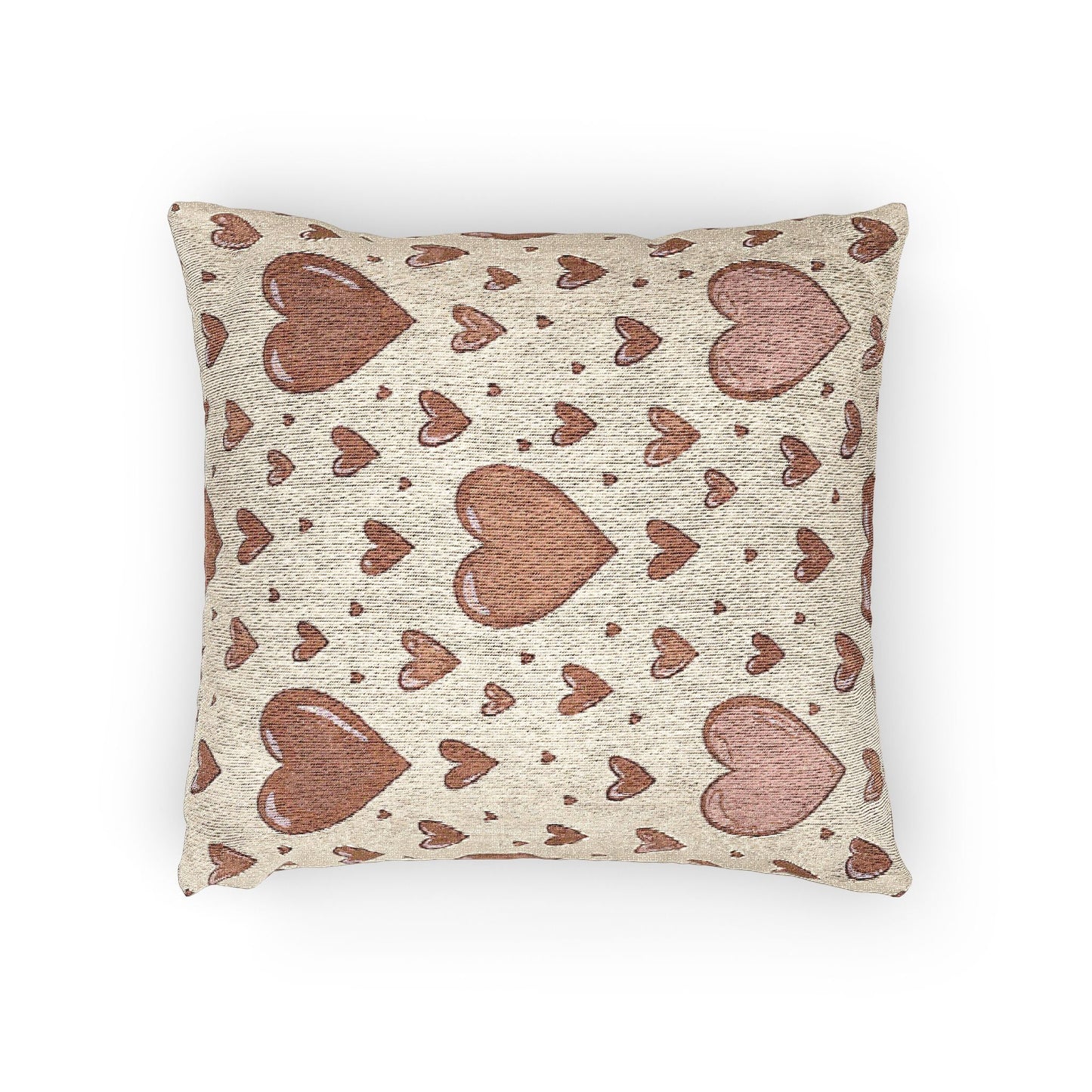 Pink Heart Pattern Woven Pillow | Boho Valentine Home Decor