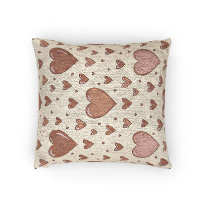 Pink Heart Pattern Woven Pillow | Boho Valentine Home Decor