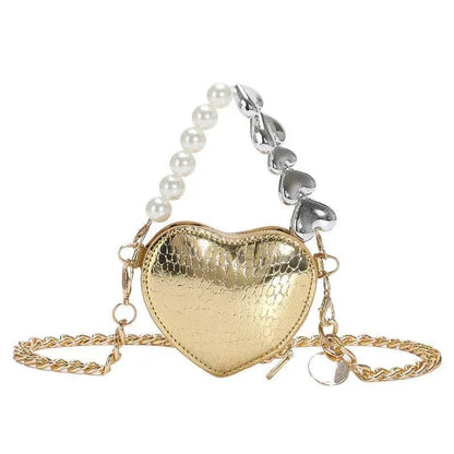 Love Shape Pearl Mini Messenger Bag for ladies y2k crossbody bag