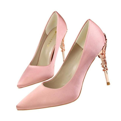 Women's Elegant High Heel Dress Shoes – Wedding Party Pumps with Luxury Metallic Design