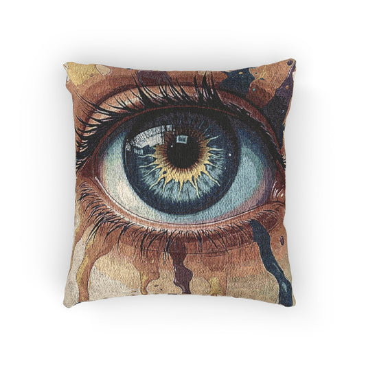 Oreiller tissé "Œil bleu" | Coussin décoratif "L'œil surréaliste"