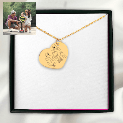 Custom Line Art Portrait Heart Necklace