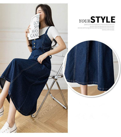 Spring And Autumn New Korean Style Casual All-matching Jeans Suspender Dress