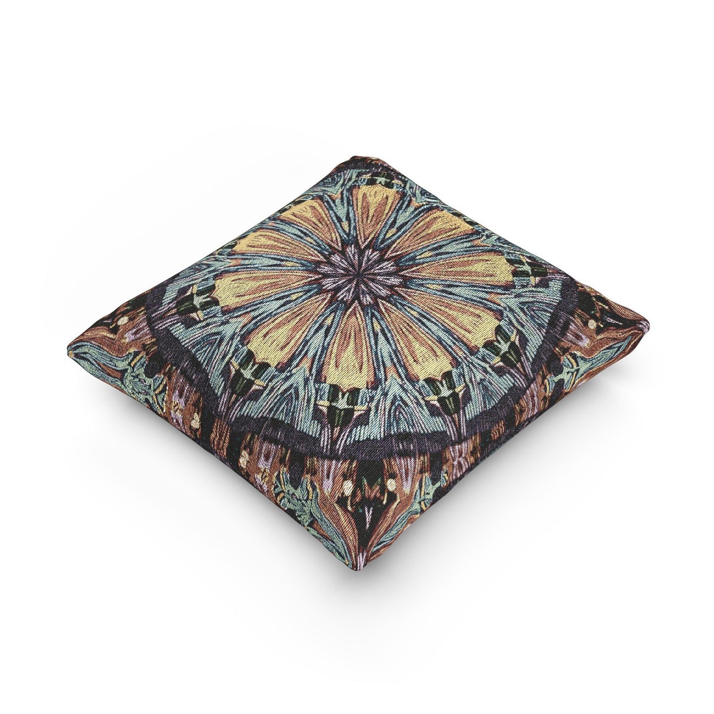 Geometric Mandala Woven Pillow | Boho Tile Decorative Cushion