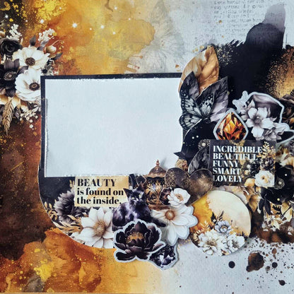3Quarter Designs Golden Ebony 12x12 Design Paper & Diecuts Set