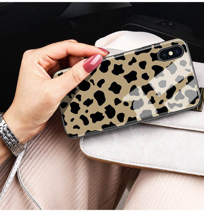 Luxury Leopard Tempered Glass Mirror iphone Case