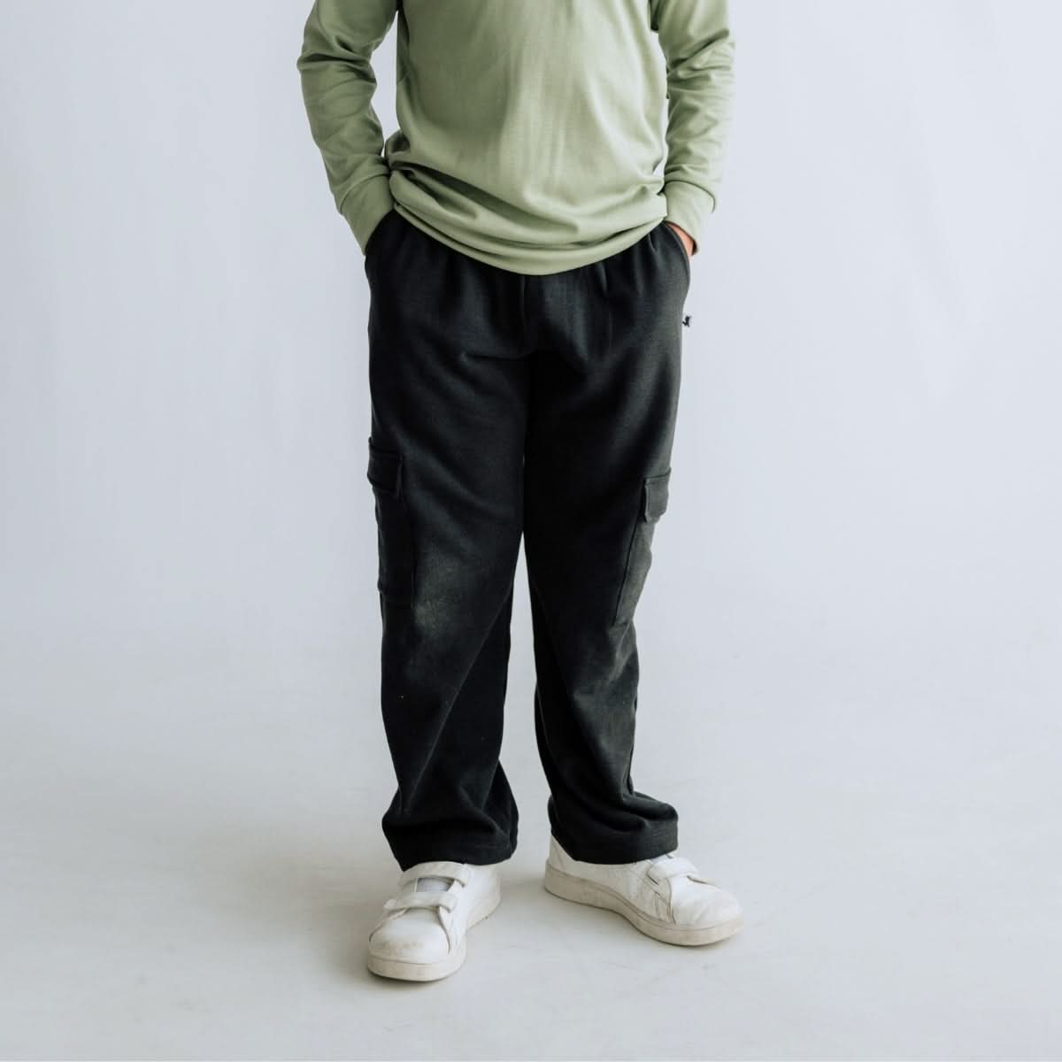 Youth Bamboo Fleece Cargo Pants | Sage