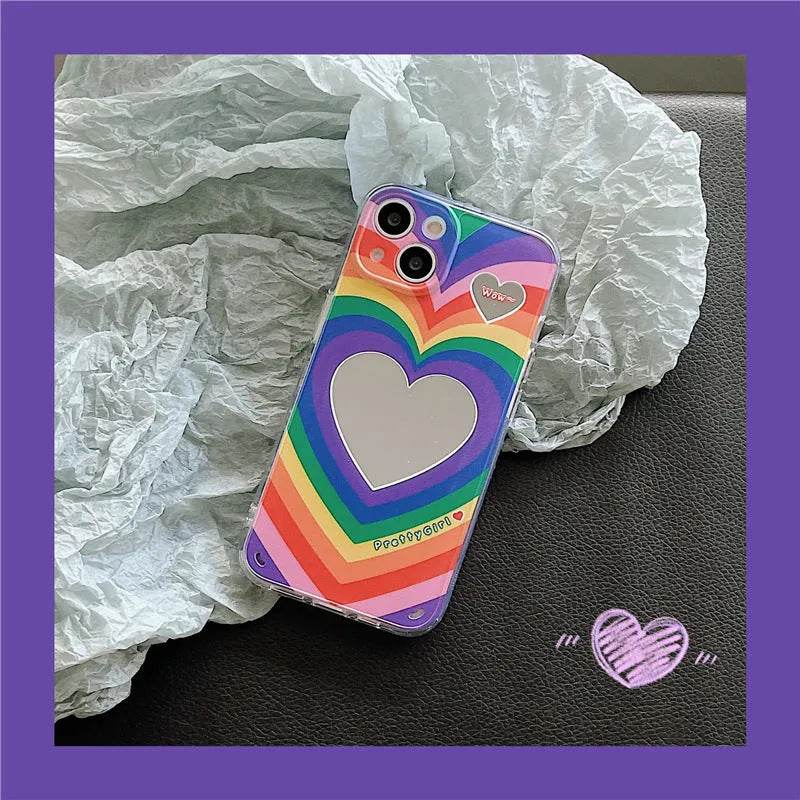 Coque de téléphone en silicone miroir Rainbow Love