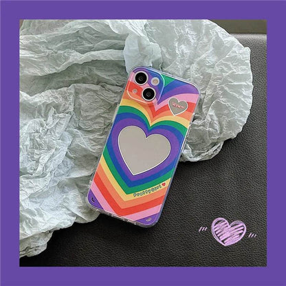 Coque de téléphone en silicone miroir Rainbow Love