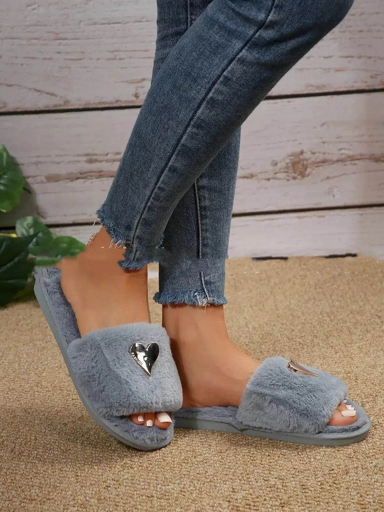 Chaussons moelleux d'hiver, chauds, en fourrure, pour femmes, chaussures en peluche, pantoufles d'intérieur, tongs rembourrées en polaire pour le salon et la chambre.