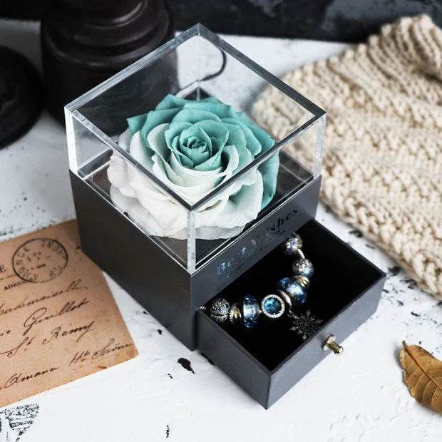 Eternal Flower Rose Jewelry Box for Birthday Presents Valentines Day Wedding Gift Box