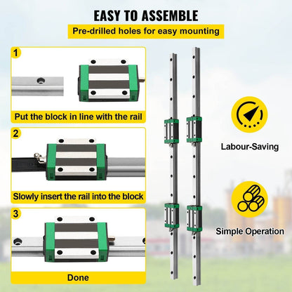 1Pcs RM1605-1000mm Ballscrew With BF12 BK12 Kit, Coupling, Slide Blocks Linear Guide Rail Set For DIY CNC Routers Lathes Mills