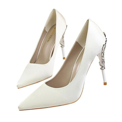 Women's Elegant High Heel Dress Shoes – Wedding Party Pumps with Luxury Metallic Design