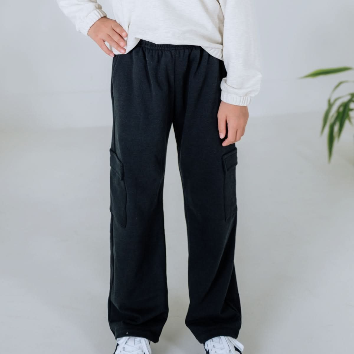 Youth Bamboo Fleece Cargo Pants | Navy