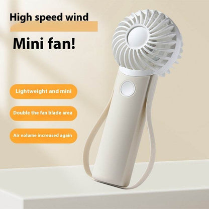 Handheld Fan Portable Silicone Handle Fixed Neck Mini