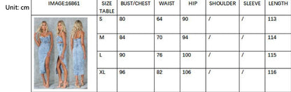 Women's Fashion Personalized Sleeveless Sling Denim Split Midi fitted Dress