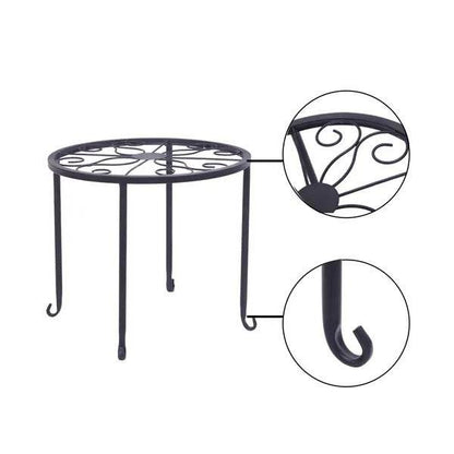 Metal Plant Stand 4 In 1 Potted Irons Planter Supports Floor Flower Pot Round Rack Display