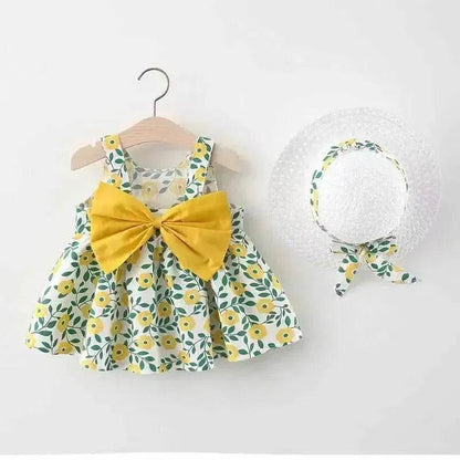 Casual Newborn Baby girl Printed Bow Princess Dress