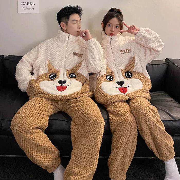Fashion Casual Embossed Velvet Couple Pajamas
