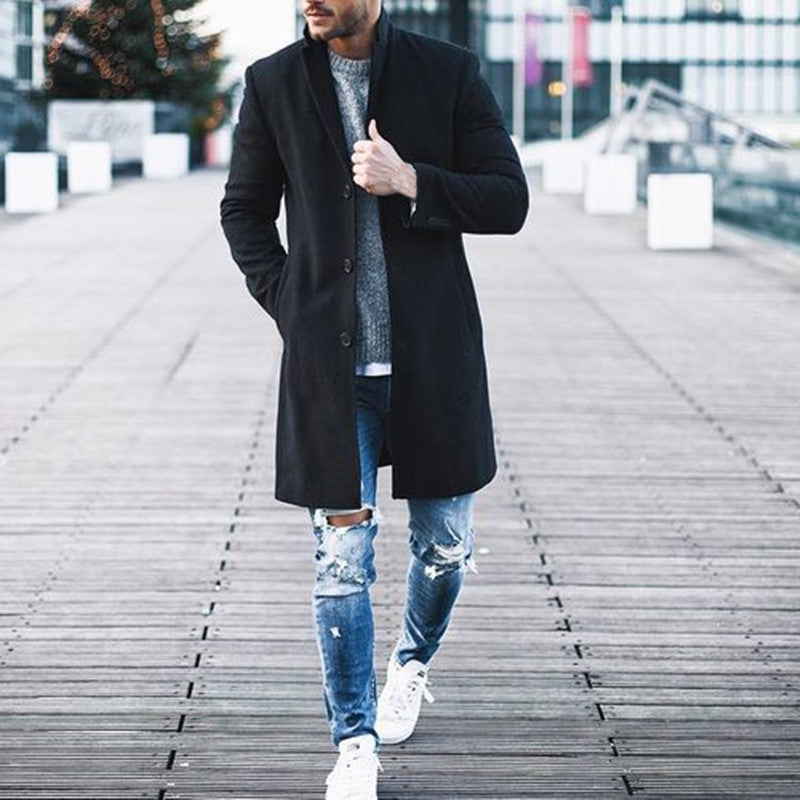 Men's Winter Long Trench Coat