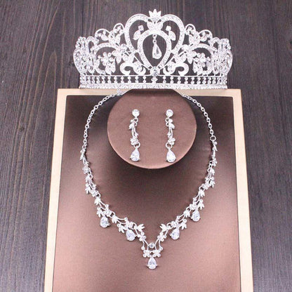 Rhinestone Crown Necklace Set Wedding Accessories