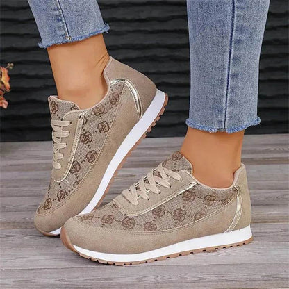 Baskets à lacets imprimé floral, chaussures de sport décontractées, légères et respirantes pour la marche et la course, chaussures plates pour femmes