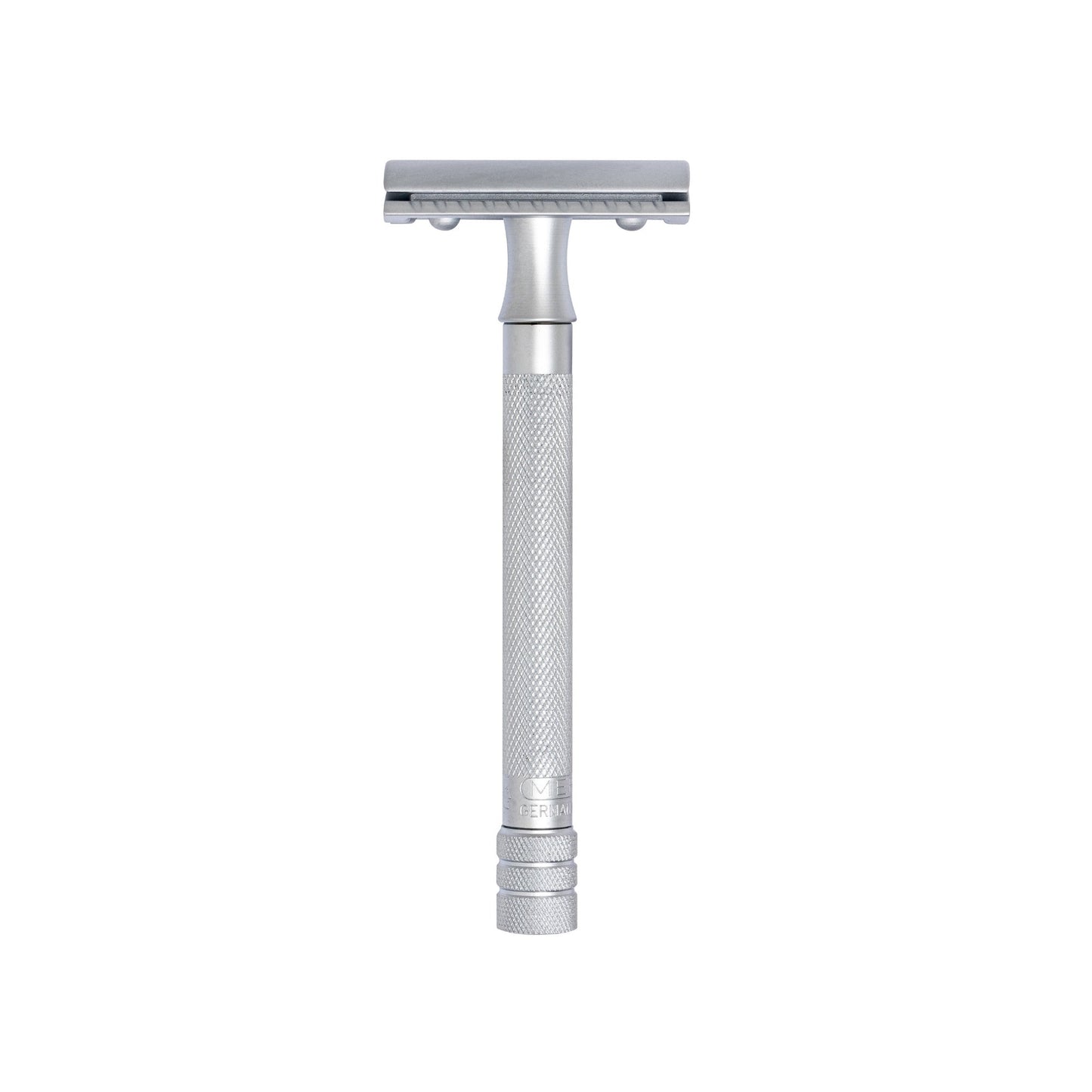 Rasoir de sûreté Merkur 3 pièces, peigne fermé, long manche moleté, chrome mat