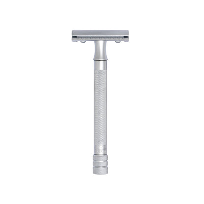 Rasoir de sûreté Merkur 3 pièces, peigne fermé, long manche moleté, chrome mat