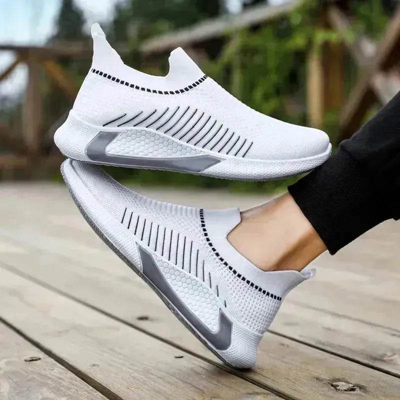 Chaussures Chaussettes en Maille Tendance avec Motif Rayé pour Homme, Baskets Respirantes à Enfiler, Chaussures de Course Légères Décontractées