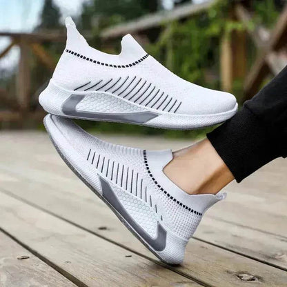 Chaussures Chaussettes en Maille Tendance avec Motif Rayé pour Homme, Baskets Respirantes à Enfiler, Chaussures de Course Légères Décontractées