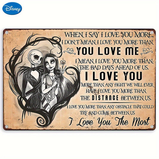 1pc, Disney Jack Skeleton When I Say I love You More Aluminum Sign (8''x12''/20cm*30cm)Disney Vintage The Nightmare Before Christmas Metal Poster, Rustic Wall Plaque Halloween, Wall Decor, Room Decor, Home Decor, Bar Decor, C