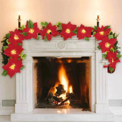 Door Frame Escalator Decoration Red Flower String Lights